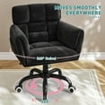 thumbnail image 6 of Home Office Chair with Wheels Soft-Touch Material,Modern Cute Vanity Chair with Back Adjustable Height Upholstered Comfy Desk Chairs with Side Pockets for Bedroom,Black, 6 of 8
