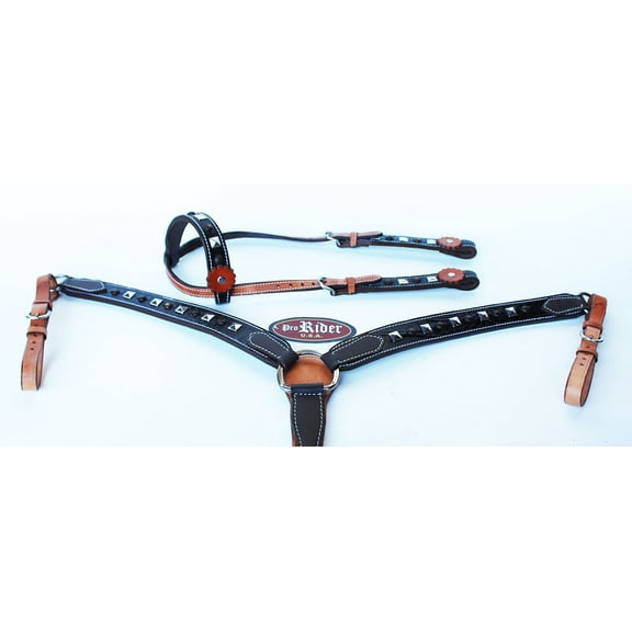 Show Tack Bridle Western Leather Rodeo Headstall Breast Collar 8503