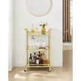 thumbnail image 3 of DreamyHM Bar Cart, Home Bar Serving Cart, Small Bar Cart with 3-Tier Shelf, Wine Holders, Glass Holders, Bar Cart for Small Spaces, Kitchen, Living Room, 15 x 23.6 x 36.2 Inches, Gold, 3 of 5