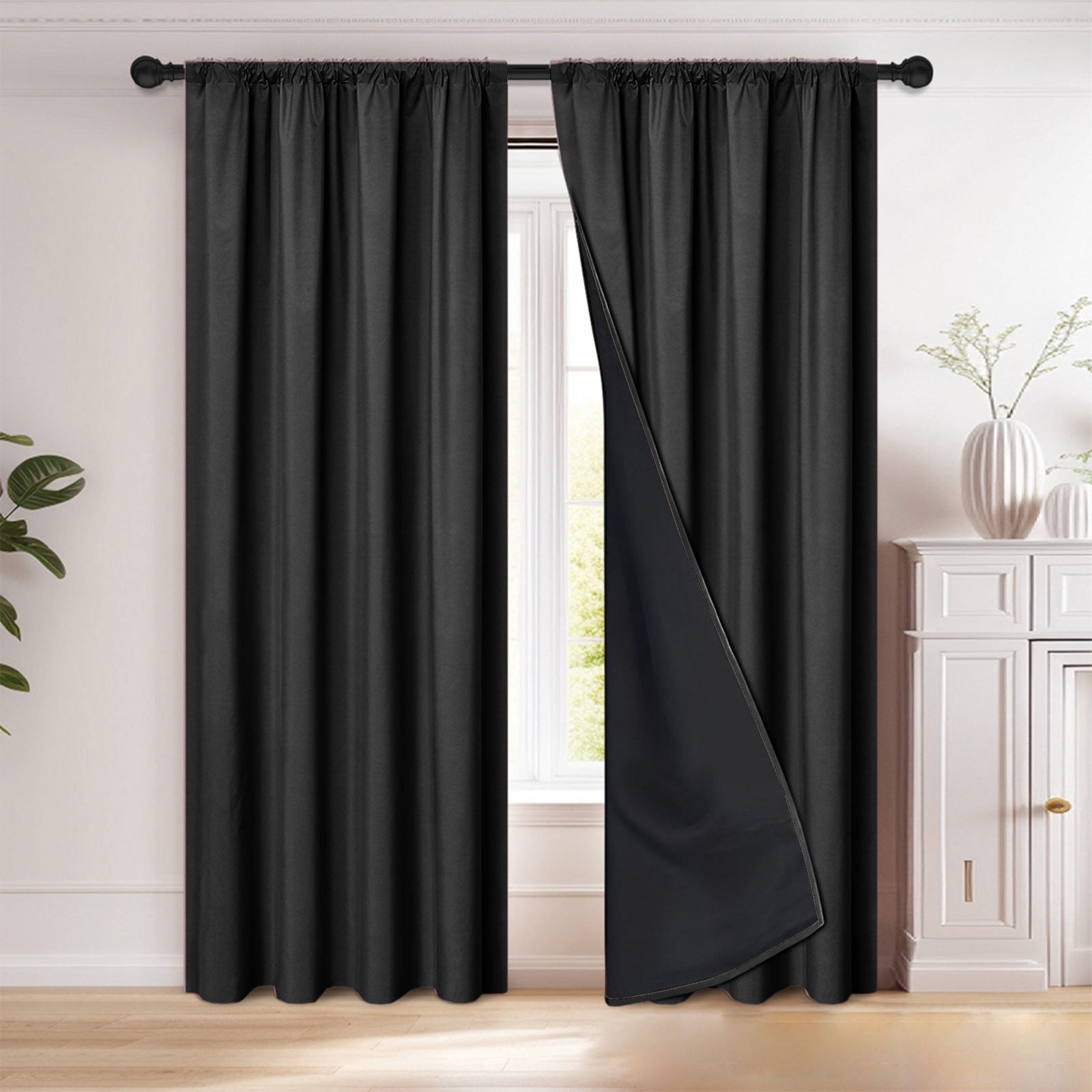 Solid Color Blackout Curtains Solid Thermal Insulated Grommet Blackout Curtains/Drapes for Bedroom Window (1 Panels, 73 inches Long)