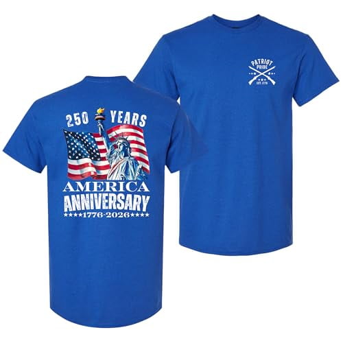 Patriot Pride Reckless Patriot Men’s Graphic T-Shirt – America's 250 Years Anniversary Statue of Liberty Design, Antique Royal, Small