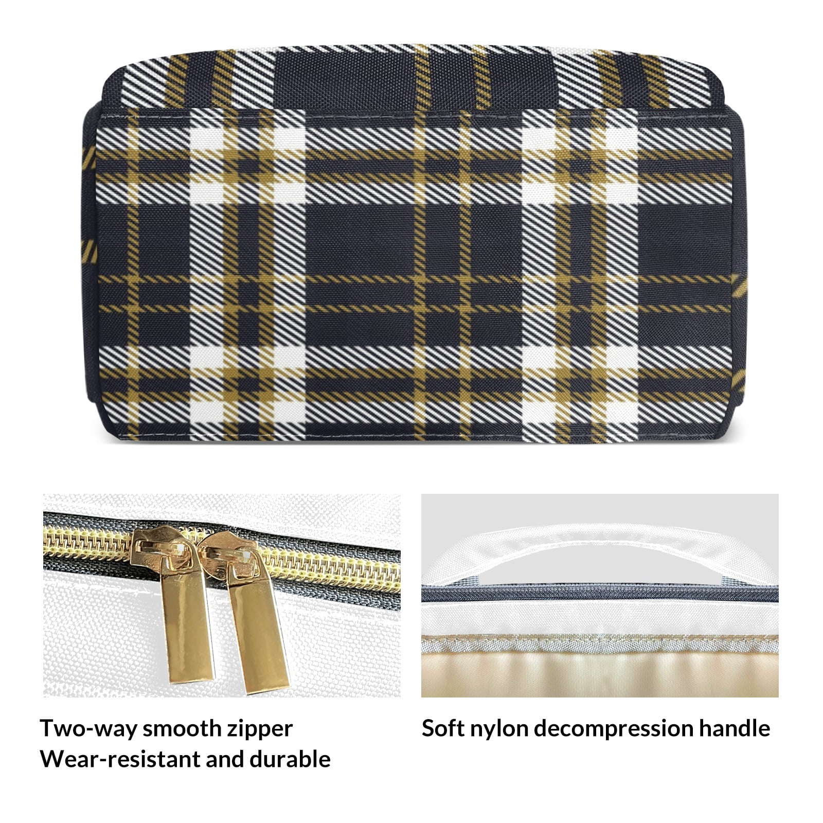 Buffalo Plaid Diaper Backpack – Large Capacity, Insulated Baby Bottle Pocket, Multifunctional Mommy Bag for Boys & Girls