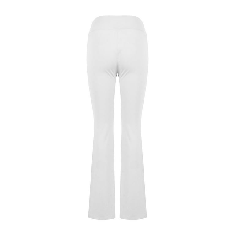 XFLWAM Flare Leggings for Women Crossover High Waisted Yoga Pants Casual  Bootcut Workout Bell Bottom Leggings with Pockets White XL