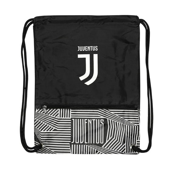 Icon Sports Fan Shop Soccer Club Team Logo Cinch Bag (Juventus, Liquified Black)