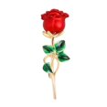 thumbnail image 3 of Milageto Flower Rose Brooch Pin Elegant Decoration Lapel Pin for Clothes Banquet Suit Gold Red, 3 of 8
