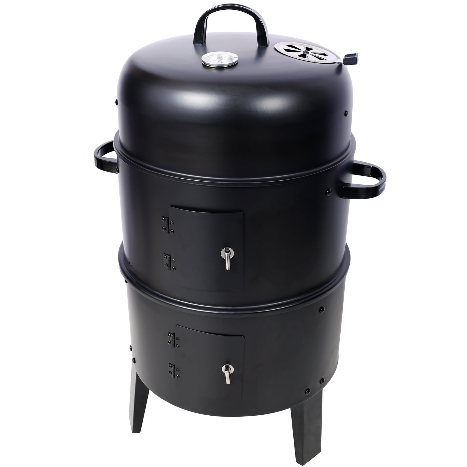 16-Inch Charcoal Smoker Grill, 3-in-1 Vertical Wood Smoker for Camping, Backyard, Outdoor Cooking with Thermometer & Adjustable Vents