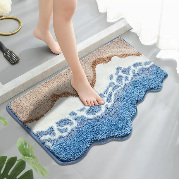 Alfombra de baño absorbente super caqui, 19x31IN, antideslizante, lavable, respaldo de goma, alfombras para el baño, alfombra para la ducha, alfombra absorbente tejida para el baño, 50*80CM