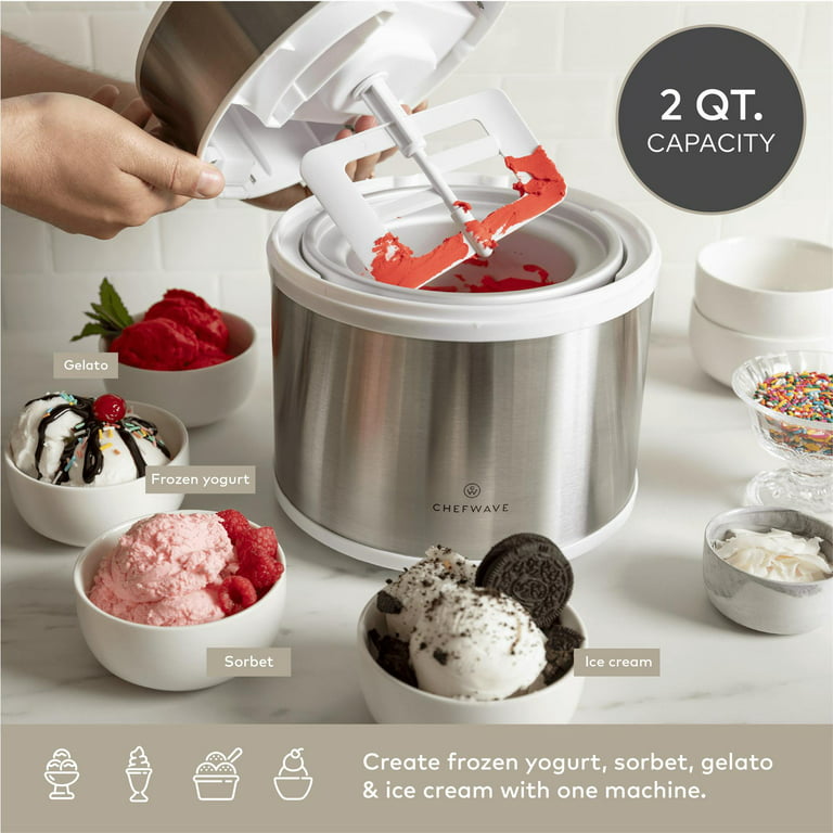 ChefWave Elado 2-Qt. Automatic Ice Cream Maker with 2 Reusable