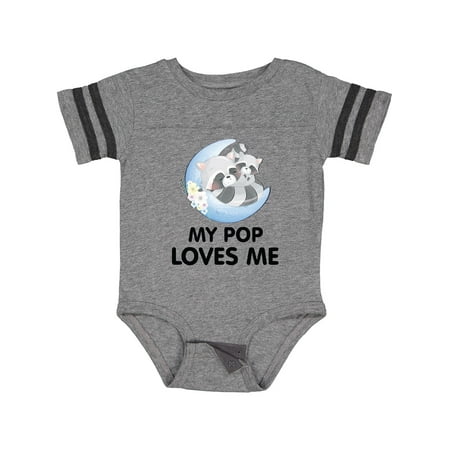 

Inktastic Raccoon My Pop Loves Me Gift Baby Boy or Baby Girl Bodysuit