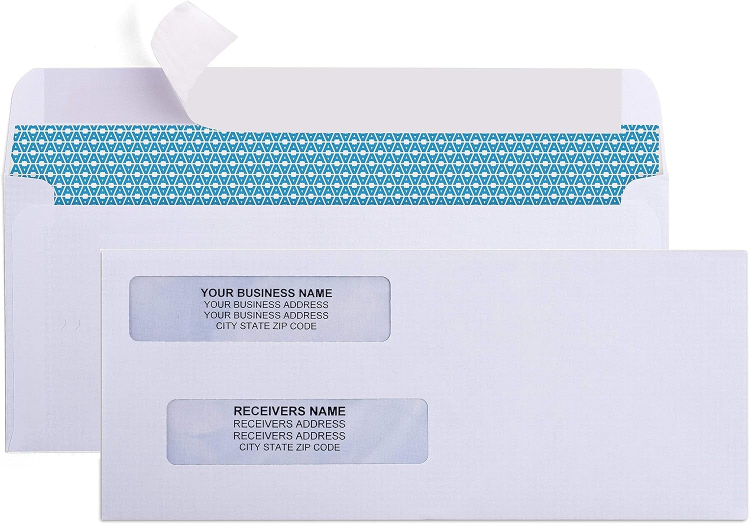 Aimoh Self-Seal #8 Security Envelopes for Business Checks, Double Window, White, 3 5/8” x 8 11/16”, 500 Count