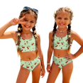 thumbnail image 3 of CCRFTGI Swimsuit for Kids Girls Size 7-8 Two Piece Sets Swimming Bikini Set Beach Holiday Bathing Suits Cute Summer Fruit Print Girls Fashion Tankini Swimsuits Swimwear Green 5-6 Years, 3 of 9