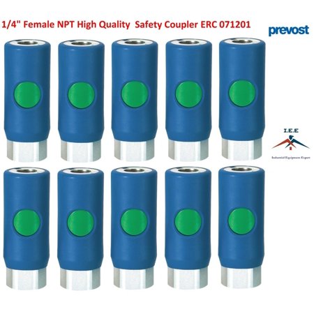 10 Pack 1/4" FNPT Prevost Push Button High Flow Safety Air Coupler ERC 071201