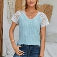thumbnail image 2 of Raeneomay Cap Sleeve Tops for Women Versatile and Comfortable V-Neck Short Sleeved Lace Patchwork Top, 2 of 6