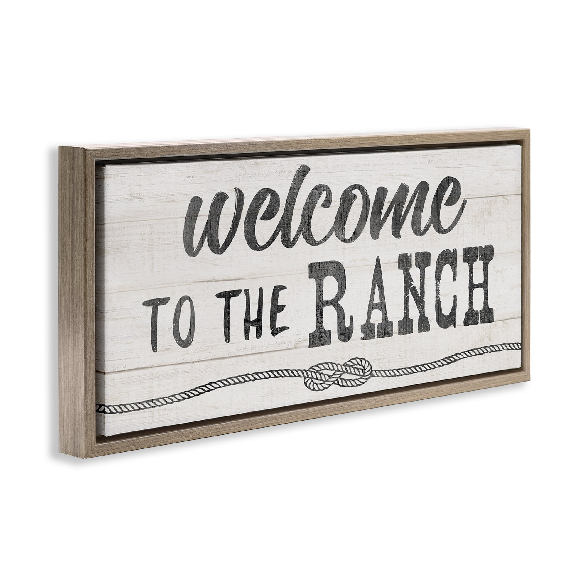 Stupell Industries Welcome to Ranch Rustic Text & Numbers Painting Brown Floater Framed Canvas Art Print Wall Art, 31 x 14
