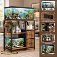 thumbnail image 4 of Rustic Brown 20-29Gallon Aquarium Stand with Charging Station and Storage Drawers, 4 of 8
