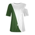 thumbnail image 5 of Fesfesfes Women'S Summer Tops Casual Comfortable Patchwork Color Cold Shoulder Button Splicing Short Sleeved Round Neck T-Shirt(Army Green,S), 5 of 7
