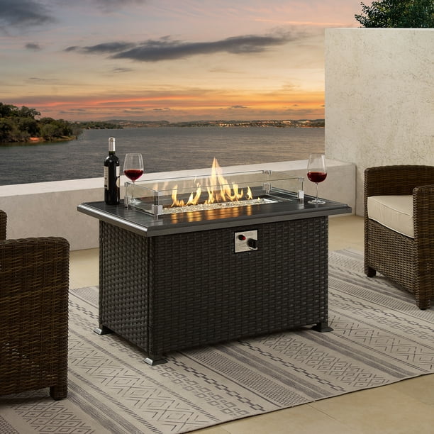 W Outdoor Aluminum Fire Pit Table With, Leisurelife 4 In 1 Fire Pit