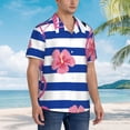 thumbnail image 5 of Kll Men'S Hawaiian Shirt Short Sleeve Button Down Beach Shirts-Pink Flamingo, 5 of 8
