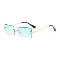 thumbnail image 1 of Gafas de sin borde de lentes de estilo de moda de estilo retro para vacaciones al aire libre de compras Rosa de fondo azul superior, 1 of 8