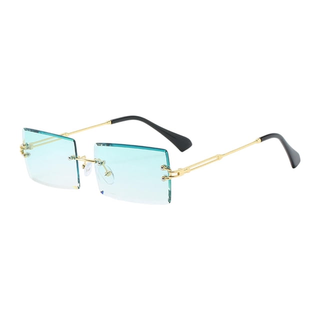 Gafas de sin borde de lentes de estilo de moda de estilo retro para vacaciones al aire libre de compras Rosa de fondo azul superior