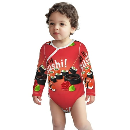 

Fotbe Sushi Pattern Unisex-baby Long-sleeve Bodysuit Long Sleeve Bodysuits One-piece 100% Organic Cotton for Infant Baby Boys Unisex-2 Years