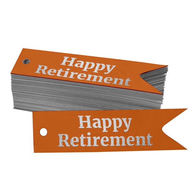 Inkdotpot Silver Foil Paper Hang Tags Happy Retirement Favor Tags 100 Pieces