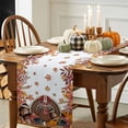 thumbnail image 3 of Brown Turkey with Helmet Table Runner, Autumn Thanksgiving Kitchen Dining Table Decoration for Home Party Decor 13x48 Inches, 3 of 9