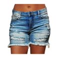 thumbnail image 3 of Women's Destroyed Ripped Denim Shorts Frayed Raw Hem Casual Summer Short Jeans with Pockets Pants, 3 of 4