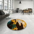 thumbnail image 4 of Ahgly Company Machine Washable Indoor Round Abstract Bakers Brown Area Rugs, 3' Round, 4 of 7