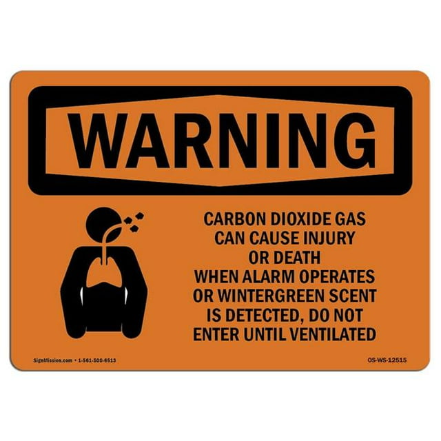 SignMission OS-WS-A-1824-L-12515 18 x 24 in. OSHA Warning Sign - Carbon Dioxide Gas