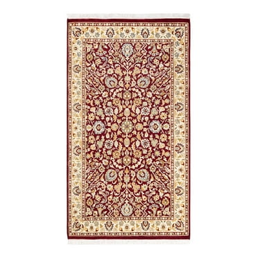One of a Kind Hand Made Mogul Oriental Wool Area Rug Red 3 x 5