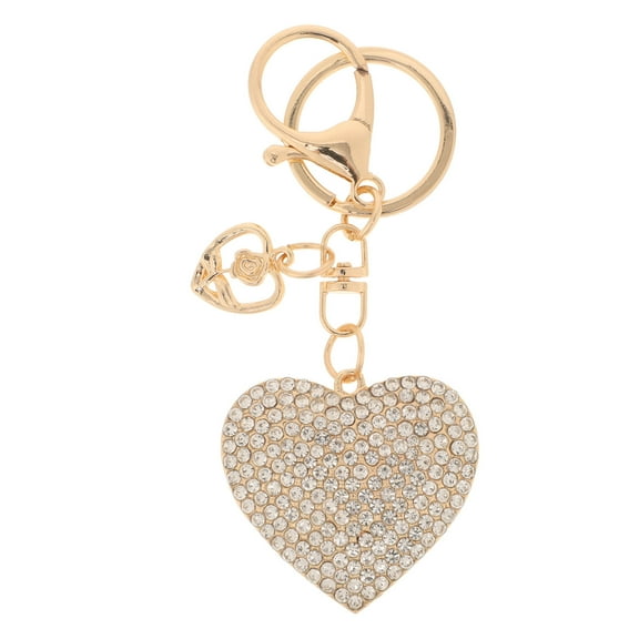 UPOUART 1Pcs Rhinestone Heart Keychain Pendant For Handbag Adorable Heart Design Alloy White