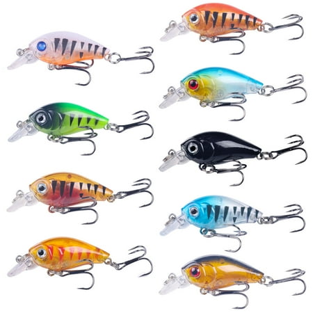 HENGJIA Crank Bait Fishing Lures Topwater Crankbaits Hard Baits for Bass Trout Freshwater 9PCS