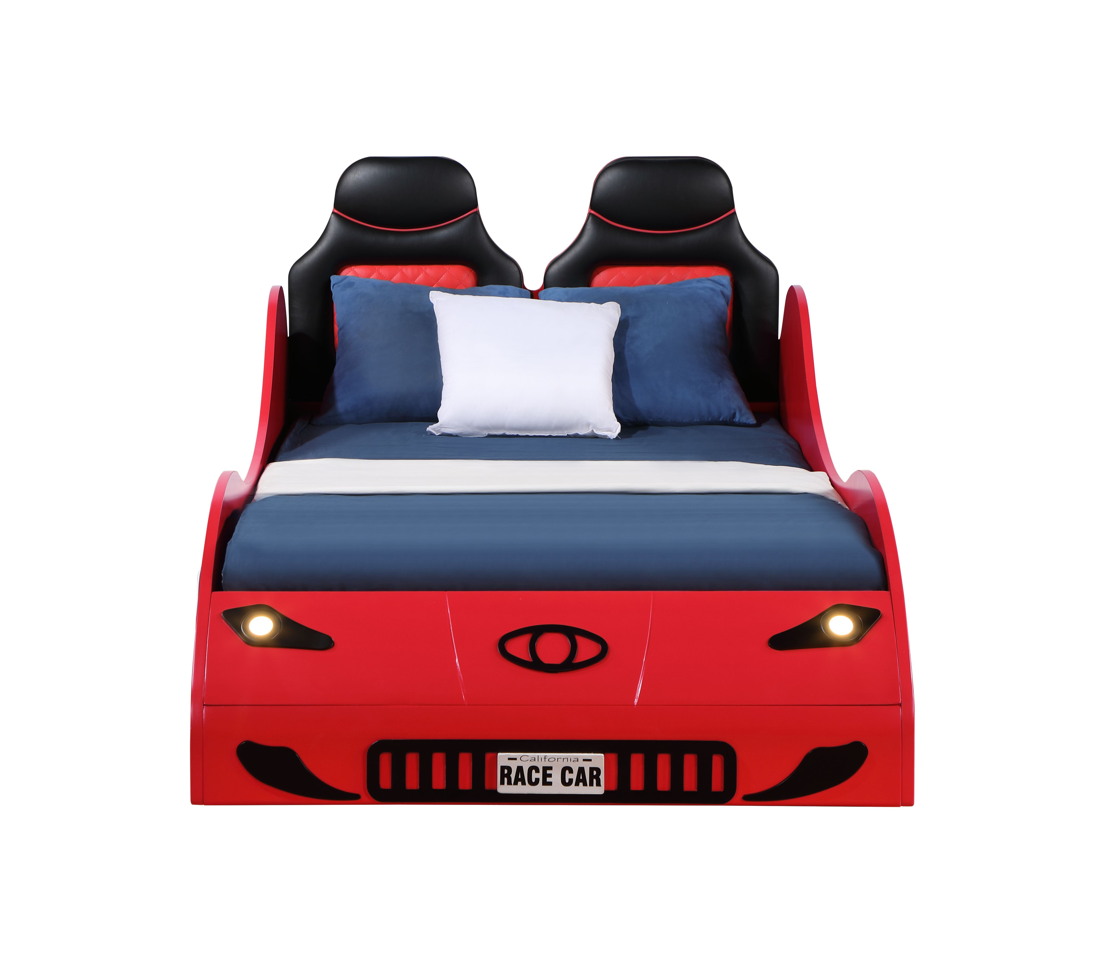 Newboti Furniture Colen Red Finish Twin Car Bed With Led 0007