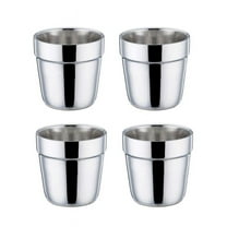 Coffee Cup Espresso Cup Mug Set of 4, Double Wall Stainless Steel Tea Cups, Reusable & Stackable, Mirror Finish - 6 Ounce