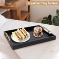 thumbnail image 6 of Sxnows Coffee Table Trays - Large Ottoman Tray for Living Room -Wood Serving Tray with 2 Sets of Handles - Wooden Tray for Coffee Table, 4 Round Coasters Included(Black), 6 of 9