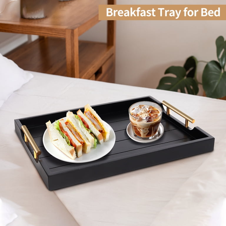 Sxnows Large Wood Serving Tray with Metal Handles photo 5