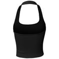 thumbnail image 3 of A2Y Women's Halter Neck Heavy Rib Rayon Spandex Crop Top Black L, 3 of 6