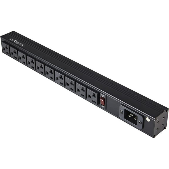 StarTech 10-Outlet NEMA 5-20P 125V/16 Amp 1U Horizontal Rack Mount Power Strip