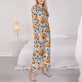 thumbnail image 3 of Salouo Blue Orange Pumpkin fall Pattern Women's Pajamas Set Long Sleeve Button Down Sleepwear Soft Pj Lounge Sets for women 2 Piece Pjs Set with Long Pants-X-Large, 3 of 7