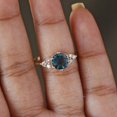 thumbnail image 4 of Blue Topaz Engagement Ring, Trio Diamond 925 Silver Ring, Delicate 18k Gold Filled Ring, Promise Ring, Minimalist Ring, Gift For Her, 4 of 5