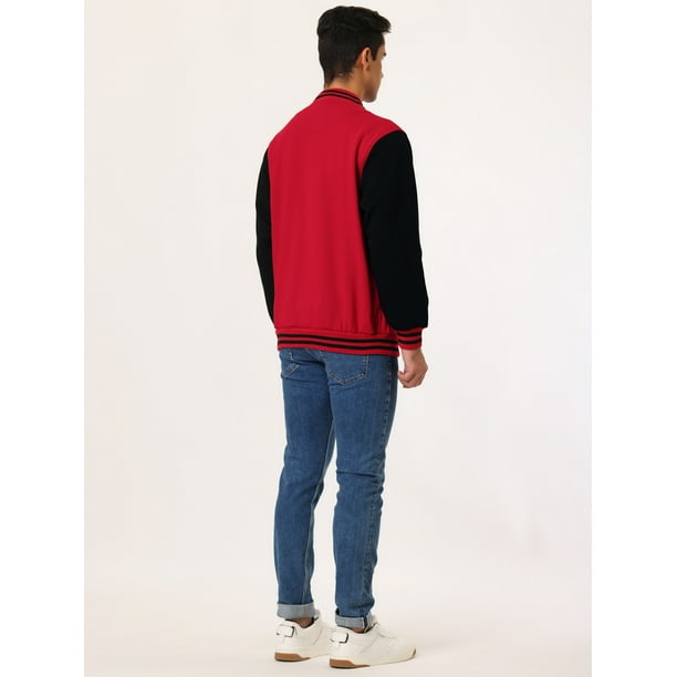 Chaqueta de béisbol Varsity Unique Bargains para hombre bloque de