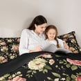 thumbnail image 4 of Erosebridal Chic Flower Twin Comforter Sets for Female, Black Bedding Set, Black Reversible, 2pcs, 4 of 6