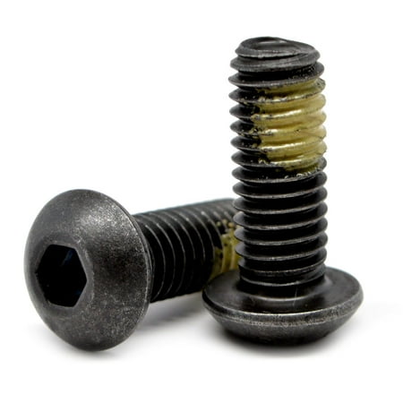 

#10-24 x 1 (FT) Coarse Thread Socket Button Head Cap Screw Nylon Patch Alloy Steel Black Oxide Pk 25