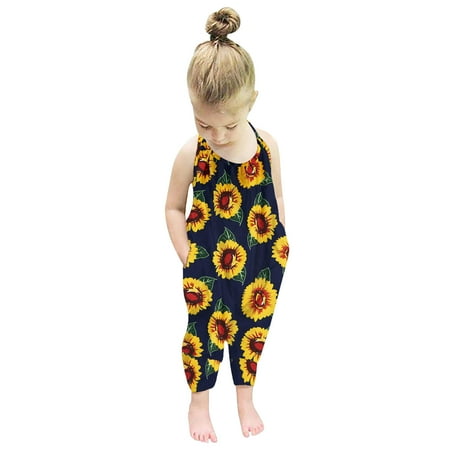 

Simplmasygenix Baby Jumpsuit Light Summer Girl Clothes Toddler Kids Boys GirlsFashion Cute Flower Print Lacing Romper Jumpsuit