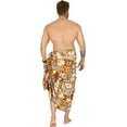 thumbnail image 2 of HAPPY BAY Men's Pareo Standard Surfing Sarong Full Beach Wrap One Size Brown, Tropical Summer Vacation Party, 2 of 4