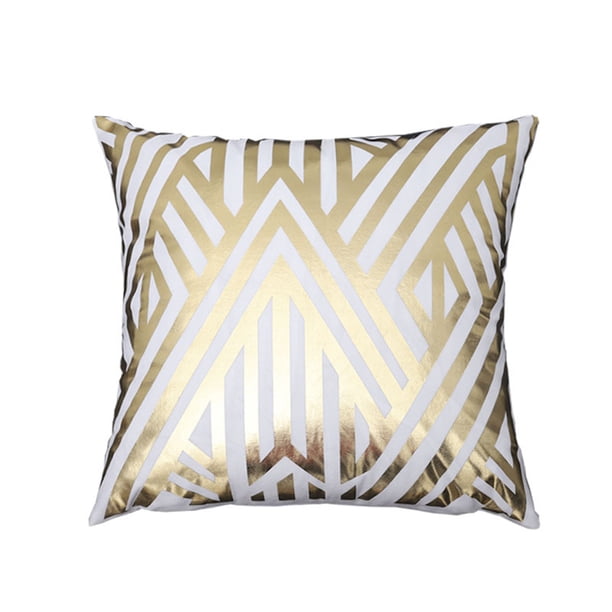 Funda de almohada de lámina dorada, sofá, decoración de sala de estar, funda de cojín, estampado geométrico, decoración de felpa corta Speravity JJ23277-01