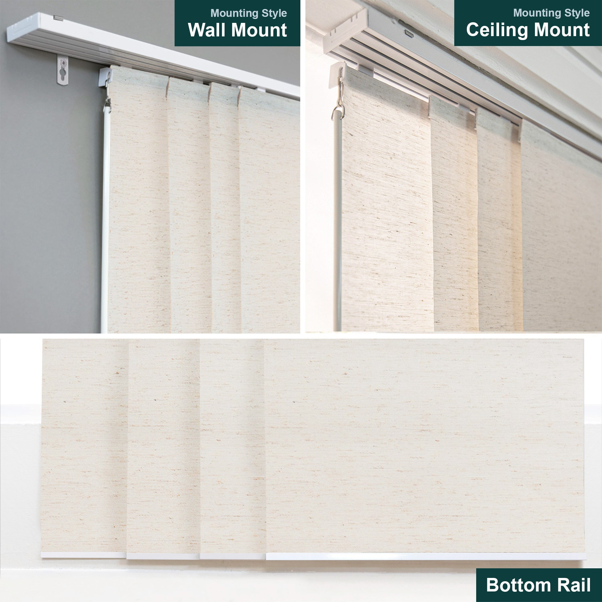 CHICOLOGY QUAD RAIL SLIDING PANEL Country Ivory (Light Filtering) W:46-86 x H:Up-to 96 inches
