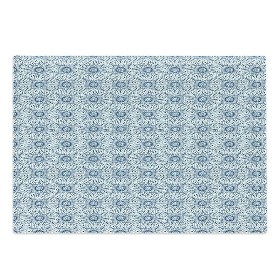 Blue and White Cutting Board, Dutch Tile Design with Large Flowers and Detailed Petals Antique Ethnic, Decorative Tempered Glass Cutting and Serving Board, Large Size, Blue and White, by Ambesonne