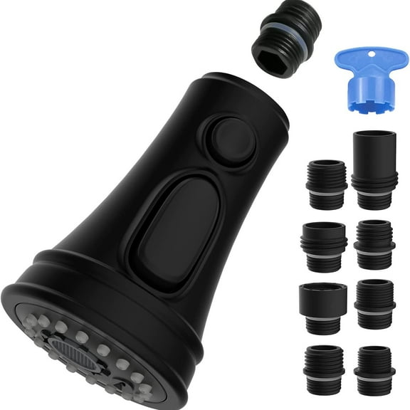 Kitchen faucet head replacement, pull down faucet spray head, 3 function kitchen faucet sprayer nozzle with 10 adapters, , chrome